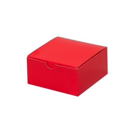 Chipboard Boxes, Gift, Holiday Red, 4 x 4 x 2"