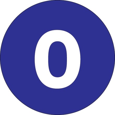 Dark Blue Circle "0" Number Labels - 4"