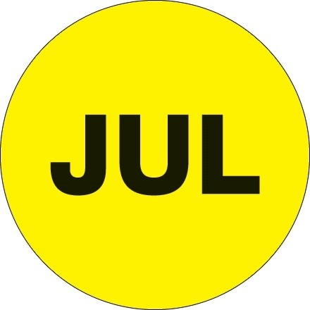 Fluorescent Yellow "JUL" Circle Inventory Labels, 2"