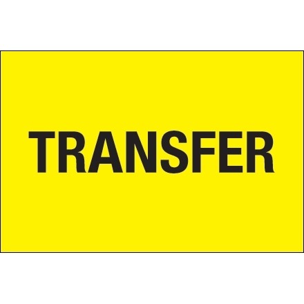 Fluorescent Yellow "Transfer" Inventory Labels, 2 x 3"