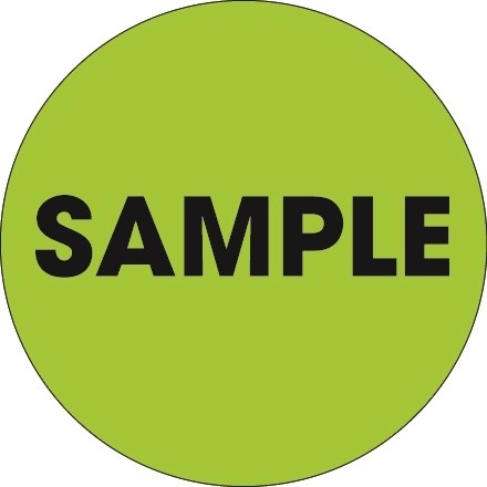 Fluorescent Green "Sample" Circle Inventory Labels, 2"