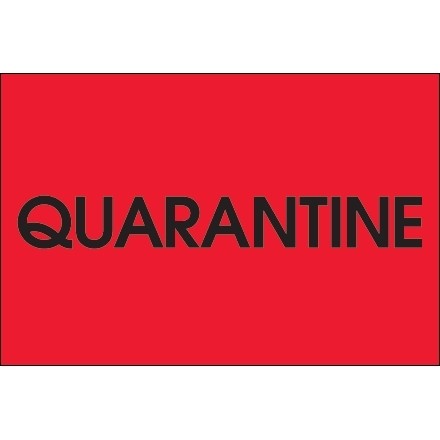Fluorescent Red "Quarantine" Inventory Labels, 2 x 3"
