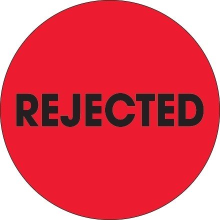 Fluorescent Red "Rejected" Circle Inventory Labels, 2"
