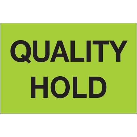 Fluorescent Green "Quality Hold" Inventory Labels, 2 x 3"
