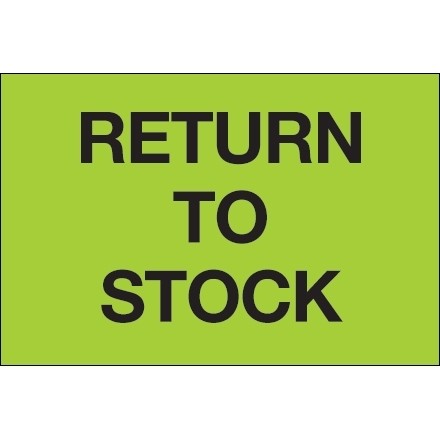 Fluorescent Green "Return To Stock" Inventory Labels, 2 x 3"