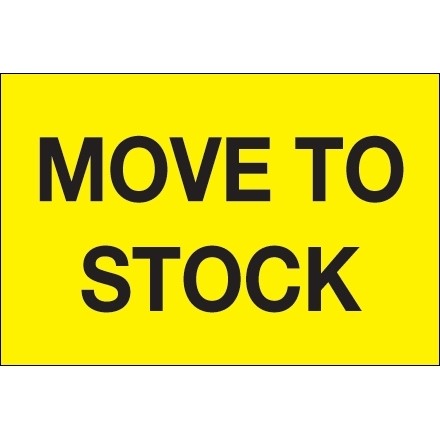 Fluorescent Yellow "Move To Stock" Inventory Labels, 2 x 3"
