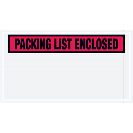 "Packing List Enclosed" Envelopes, Red, 5 1/2 x 10", Panel Face