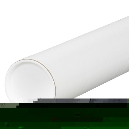 Mailing Tubes with Caps, Round, White, 4 x 48", .080" thick