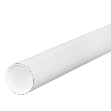 Mailing Tubes with Caps, Round, White, 2 1/2 x 36", .070" thick