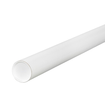 Mailing Tubes with Caps, Round, White, 2 x 6", .060" thick