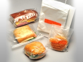 HDPE Saddle Pack Printed Hot Dog Bags, 5 1/4 x 8 + 1 1/2", 0.5 Mil