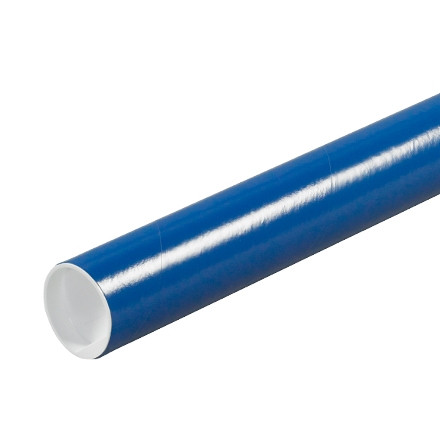 Mailing Tubes with Caps, Round, Blue, 2 x 6", .060" thick