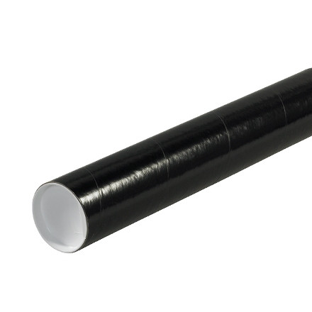 Mailing Tubes with Caps, Round, Black, 2 x 9", .060" thick