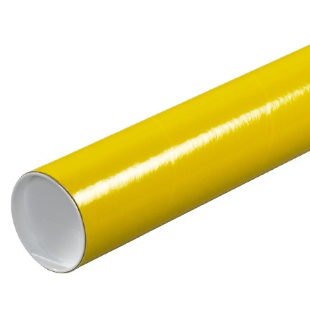 Mailing Tubes with Caps, Round, Yellow, 3 x 12", .070" thick