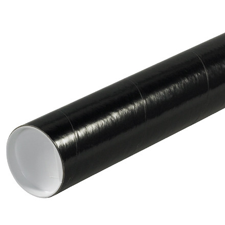 Mailing Tubes with Caps, Round, Black, 3 x 12", .070" thick