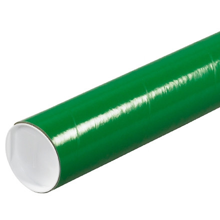 Mailing Tubes with Caps, Round, Green, 3 x 18", .070" thick