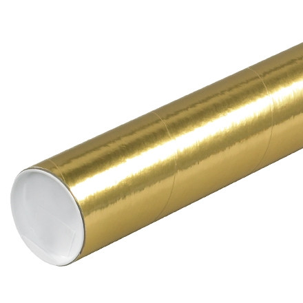 Mailing Tubes with Caps, Round, Gold, 3 x 18", .070" thick