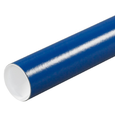 Mailing Tubes with Caps, Round, Blue, 3 x 12", .070" thick