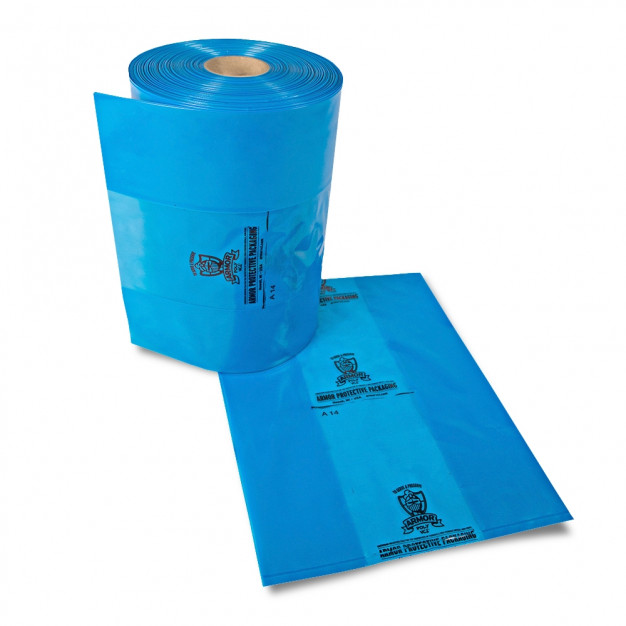 ARMOR POLY® Rust Preventative Gusseted Bags, 2.5 Mil, Blue, 12 x 10 x 22"