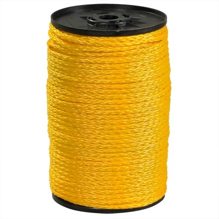 Hollow Braided Polypropylene Rope - 3/16, Yellow