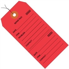Red Pre-Wired Repair Tags - #8, 6 1/4 x 3 1/8"