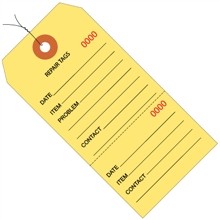 Yellow Pre-Wired Repair Tags - #5, 4 3/4 x 2 3/8"