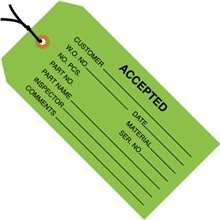 Pre-Strung "Accepted" Inspection Tags, Green, 4 3/4 x 2 3/8"
