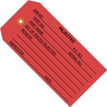 "Rejected" Inspection Tags, Red, 4 3/4 x 2 3/8"