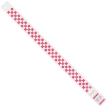 Pink Checkerboard Tyvek® Wristbands, 3/4 x 10"