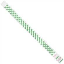 Green Checkerboard Tyvek® Wristbands, 3/4 x 10"