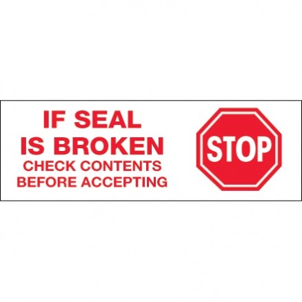 Stop If Seal Is Broken... Tape, 3" x 110 yds., 2.2 Mil Thick