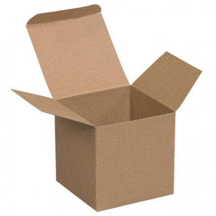 Chipboard Boxes, Folding Cartons, Reverse Tuck, 4 x 4 x 4", Kraft
