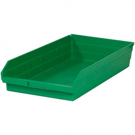 Plastic Shelf Bins, Green, 23 5/8 x 11 1/8 x 4"