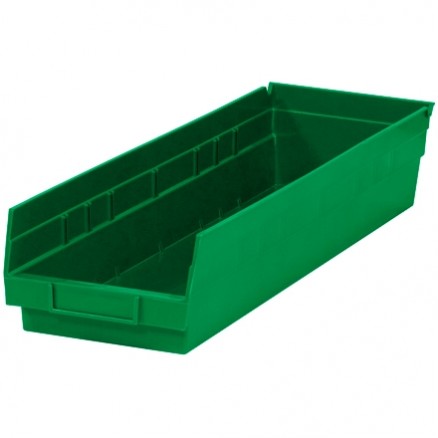 Plastic Shelf Bins, Green, 23 5/8 x 6 5/8 x 4"