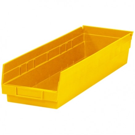 Plastic Shelf Bins, Yellow, 23 5/8 x 6 5/8 x 4"