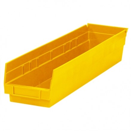 Plastic Shelf Bins, Yellow, 23 5/8 x 4 1/8 x 4"