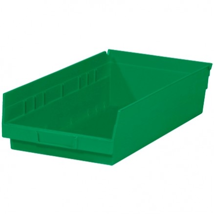 Plastic Shelf Bins, Green, 17 7/8 x 11 1/8 x 4"