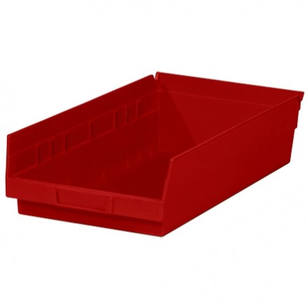 Plastic Shelf Bins, Red, 17 7/8 x 11 1/8 x 4"