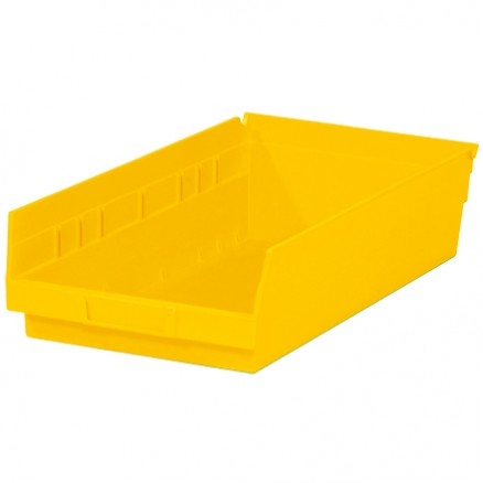Plastic Shelf Bins, Yellow, 17 7/8 x 11 1/8 x 4"