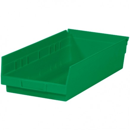 Plastic Shelf Bins, Green, 17 7/8 x 8 3/8 x 4"
