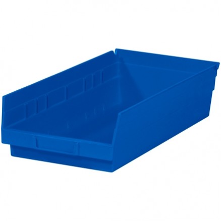 Plastic Shelf Bins, Blue, 17 7/8 x 8 3/8 x 4"