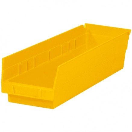 Plastic Shelf Bins, Yellow, 17 7/8 x 4 1/8 x 4"