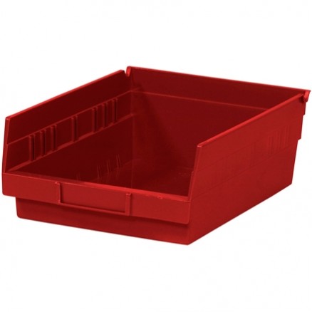 Plastic Shelf Bins, Red, 11 5/8 x 11 1/8 x 4"