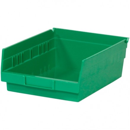 Plastic Shelf Bins, Green, 11 5/8 x 8 3/8 x 4"