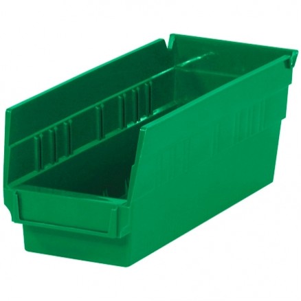 Plastic Shelf Bins, Green, 11 5/8 x 4 1/8 x 4"