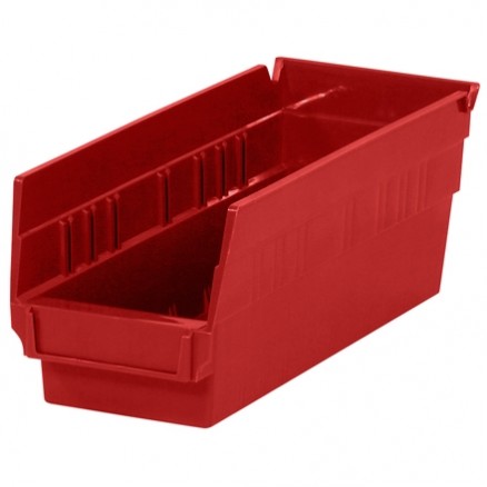 Plastic Shelf Bins, Red, 11 5/8 x 4 1/8 x 4"
