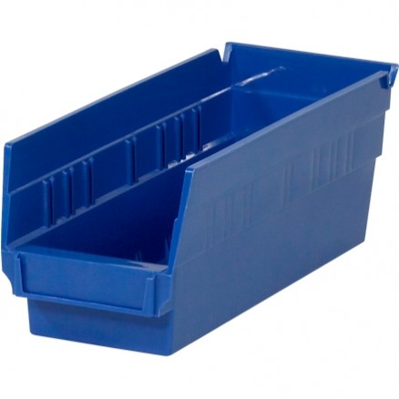 Plastic Shelf Bins, Blue, 11 5/8 x 4 1/8 x 4"