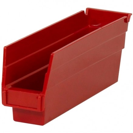Plastic Shelf Bins, Red, 11 5/8 x 2 3/4 x 4"