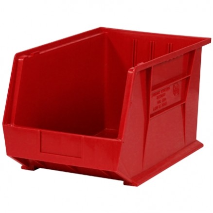 Stackable Plastic Bins, Red, 18 x 11 x 10"