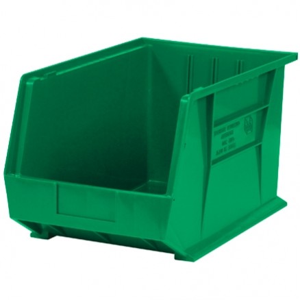 Stackable Plastic Bins, Green, 18 x 11 x 10"